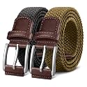 BULLIANT Woven Braided Stretch Web Belt 2Pack for Men 1 3/8"-Gift Boxed