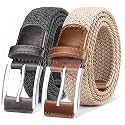 BULLIANT Woven Braided Stretch Web Belt 2Pack for Men 1 3/8"-Gift Boxed