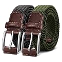 BULLIANT Woven Braided Stretch Web Belt 2Pack for Men 1 3/8"-Gift Boxed