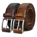 BULLIANT Woven Braided Stretch Web Belt 2Pack for Men 1 3/8"-Gift Boxed