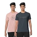 BULLMER Black Trendy Typographic Printed Round Neck