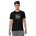 BULLMER Black Trendy Typographic Printed Round Neck