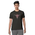 BULLMER Black Trendy Typographic Printed Round Neck