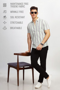 Bullmer Men Printed Casual Light Green Grey
