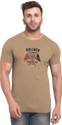 Bullmer Men Printed Round Neck Cotton Blend Beige T-Shirt