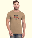 Bullmer Men Printed Round Neck Cotton Blend Beige T-Shirt