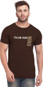 Bullmer Men Printed Round Neck Cotton Blend Brown T-Shirt