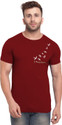 Bullmer Men Printed Round Neck Cotton Blend Maroon T-Shirt