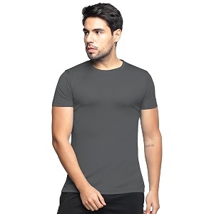 BULLMER Solid Cotton Blended Half Sleeve Round