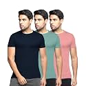 BULLMER Solid Cotton Blended Half Sleeve Round