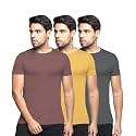 BULLMER Solid Cotton Blended Half Sleeve Round