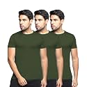 BULLMER Solid Cotton Blended Half Sleeve Round