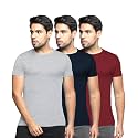 BULLMER Solid Cotton Blended Half Sleeve Round