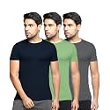 BULLMER Solid Cotton Blended Half Sleeve Round