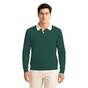 BULLMER Solid Polo Neck Full Sleeve Cotton