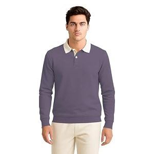 BULLMER Solid Polo Neck Full Sleeve Cotton