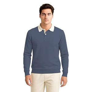 BULLMER Solid Polo Neck Full Sleeve Cotton