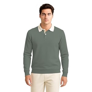 BULLMER Solid Polo Neck Full Sleeve Cotton