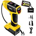 Bullseye Pro Tire Inflator Portable Air Compressor, Car Tire Inflator Portable, Portable Air Pump for Car Tires - 150PSI, 12V DC 1500 mAhs with Tire Pressure Gauge, Rechargeable As Seen On TV(Yellow)