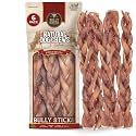 Bully Bunches All Natural (12" Standard - 6 Pack) Braided Bully Sticks - Odour Free, Rawhide Free, Chemical Free - Safe, Long Lasting Beef Dog Chews - Fully Digestible Treat for Small and Medium Dogs