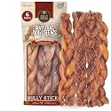 Bully Bunches All Natural (12" Jumbo - 6 Pack) Braided Bully Sticks - Odour Free, Rawhide Free, Chemical Free - Safe, Long Lasting Thick Beef Dog Chews - Fully Digestible Treat for Small &amp; Medium Dogs