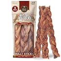 Bully Bunches All Natural (12" Jumbo - 3 Pack) Braided Bully Sticks - Odour Free, Rawhide Free, Chemical Free - Safe, Long Lasting Thick Beef Dog Chews - Fully Digestible Treat for Small & Medium Dogs