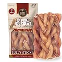Bully Bunches All Natural (6" Jumbo - 7 Pack) Braided Bully Sticks - Odour Free, Rawhide Free, Chemical Free - Safe, Long Lasting Thick Beef Dog Chews - Fully Digestible Treat for Small &amp; Medium Dogs