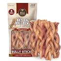 Bully Bunches All Natural (6" Standard - 5 Pack) Braided Bully Sticks - Odour Free, Rawhide Free, Chemical Free - Safe, Long Lasting Beef Dog Chews - Fully Digestible Treat for Small and Medium Dogs