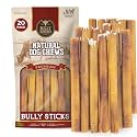 Bully Bunches Premium (6" Standard - 20 Pack) Odor-Free Bully Sticks for Small to Medium Dogs & Puppies - Consistently Sized, Long Lasting Chews for Oral Care - All Natural, 100% Beef Dog Treats