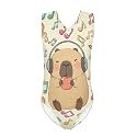 Bulopur Girls' One-Piece Swimwear Age 3-14 Years Teens Little Kids Polyester Swimsuits Sleeveless Bathing Suit
