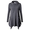 Bulotus Womens Sweaters 2025 Winter Cowl Neck Long Asymmetrical Tunic Sweaters for Leggings Holiday Vacation Tops