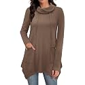 Bulotus Womens Sweaters 2025 Winter Cowl Neck Long Asymmetrical Tunic Sweaters for Leggings Holiday Vacation Tops