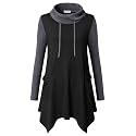 Bulotus Womens Sweaters 2025 Winter Cowl Neck Long Asymmetrical Tunic Sweaters for Leggings Holiday Vacation Tops