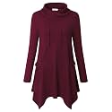 Bulotus Womens Sweaters 2025 Winter Cowl Neck Long Asymmetrical Tunic Sweaters for Leggings Holiday Vacation Tops