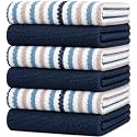 Bumble Kitchen Towels 6 Pack 100% Cotton 16"x26" - Blue Wide Stripe