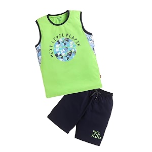 Bumchums Boys Sleeveless Round Neck T-Shirt and