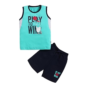 Bumchums Boys Sleeveless Round Neck T-Shirt and