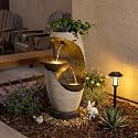 Bumilgar 2-Tier Bowl Water Fountain with LED Lights, 27.95" Tall