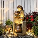 Bumilgar 53" H Large Outdoor Water Fountain with Lights Gold