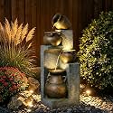 Bumilgar Large Outdoor Water Fountain Modern 53-Inch Cascading Bowls Gray