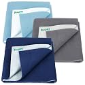 Bumpers Anti-Piling Quick Dry & Absorbent Sheet Polycotton Baby Bed Protecting Waterproof Mat (Dark Blue, Grey, Light Blue, Small (70 x 50cm), Pack of 3)