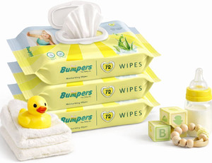 bumpers baby wipes aloe vera  vitamin e  99 water  72 count pack of 3