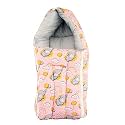 BUMTUM 0-6 Months New Born Baby Unisex Cotton Carry Bag/Sleeping Bag, 3 in 1 Baby Bed, Carry Nest for Infant, Elephant Print (Baby Pink)