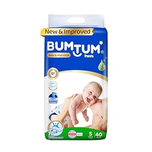 bumtum baby diaper pants small size 222 count double layer leakage protection infused with aloe vera cottony soft high absorb technology pack of 3