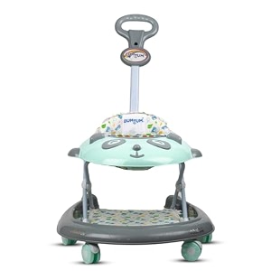 bumtum baby panda bravo walker for 06 to 48 months with parental handle rod foldable activity walker baby grey amp green panda walker