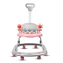 Bumtum Baby Caterpillar Walker for 06 to 48 Months with Parental Handle Rod | Foldable Activity Walker | Baby Pink &amp; Grey Walker