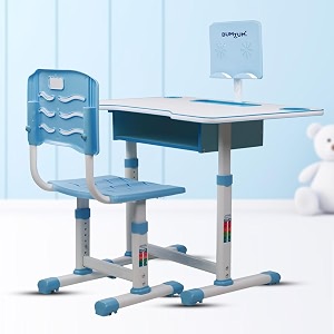bumtum baby study table set for 2-10 years kids  height adjustment plug amp multipurpose foldable study table set easy installation kids desk set blue
