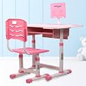 Bumtum Baby Study Table Set for 2-10 Years Kids | Height Adjustment Plug &amp; Multipurpose Foldable Study Table Set |Easy Installation Kids Desk Set (Pink)