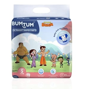 bumtum chota bheem small baby diaper pants 78 count leakage protection infused with aloe vera cottony soft high absorb technology pack of 1