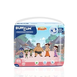 bumtum chota bheem xxl baby diaper pants 22 count leakage protection infused with aloe vera cottony soft high absorb technology pack of 1